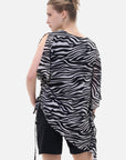Zebra Print Asymmetrical Loose Fit T-shirt