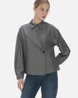 Fashionable gray ladies' vertical stripe shirt