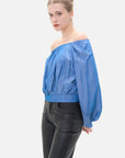 Chic Solid Pleated Off-Shoulder Top