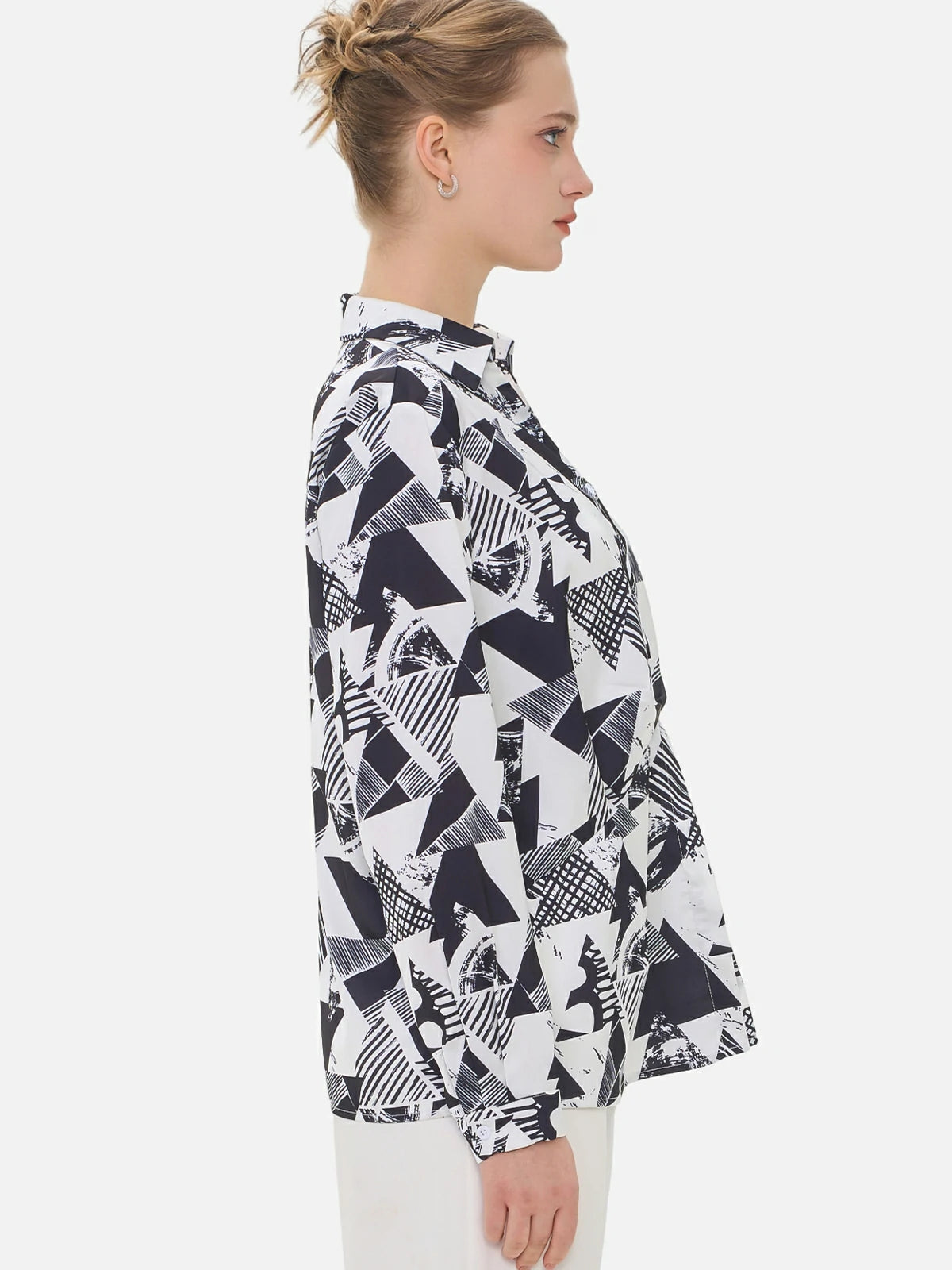 Allover Color-Block Geometric Print Shirt