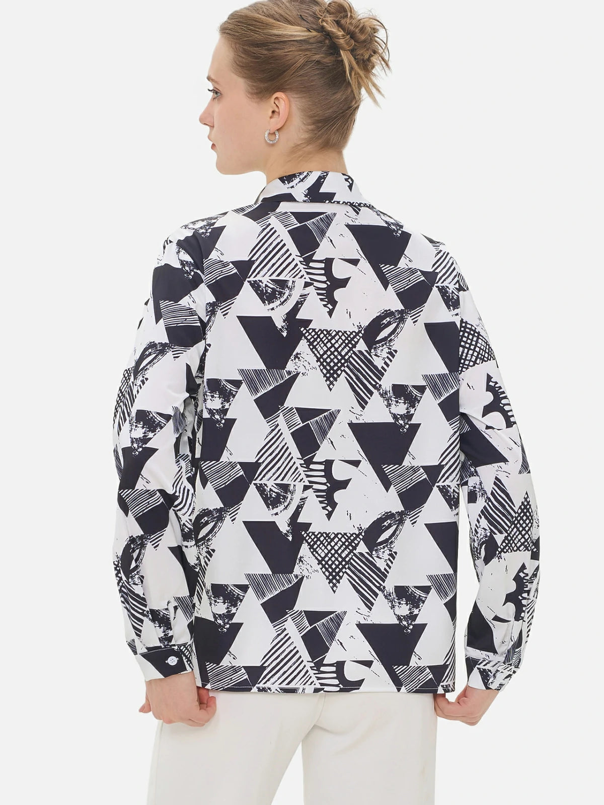 Allover Color-Block Geometric Print Shirt