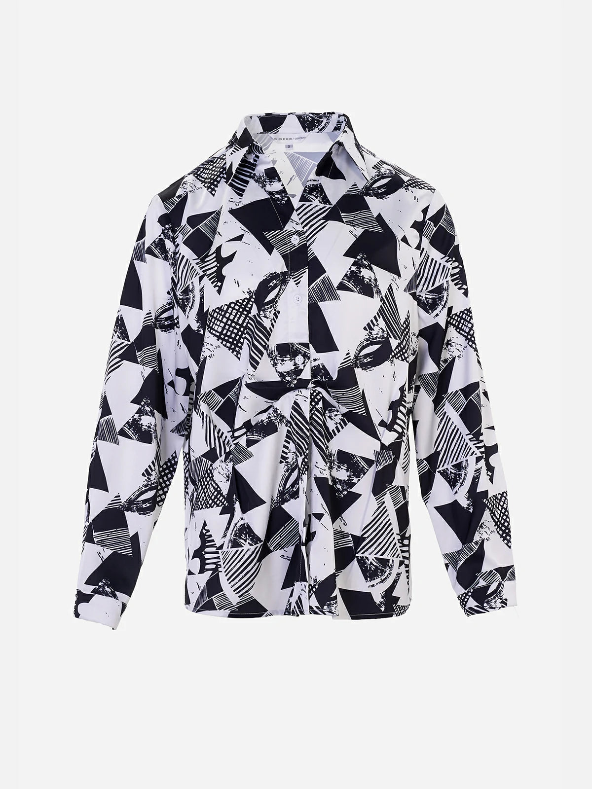 Allover Color-Block Geometric Print Shirt