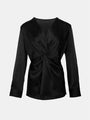 Satin V-Neck Twist Front Blouse