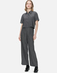 Soft-textured straight-cut pants in a soothing gray shade for a relaxed feel