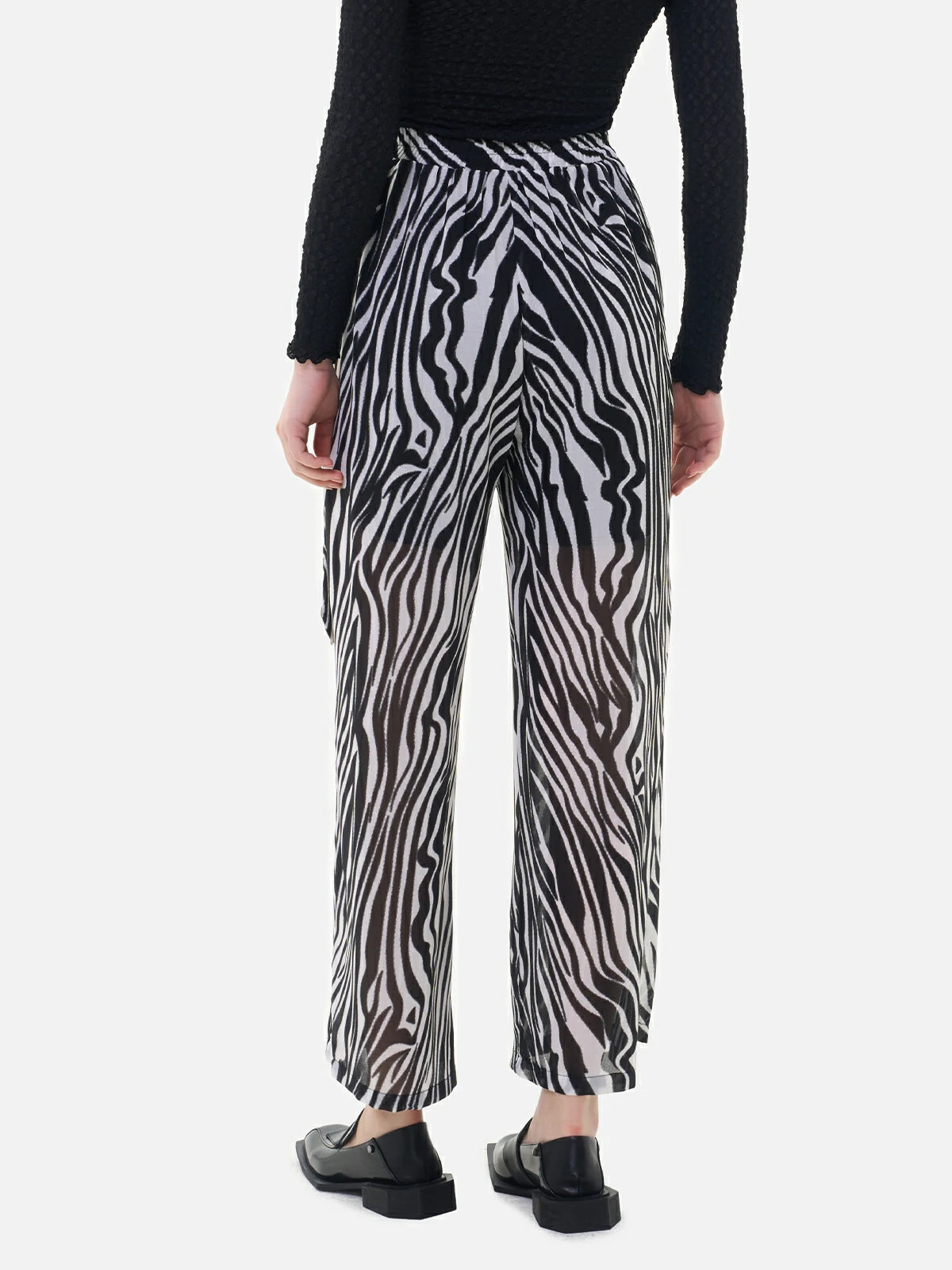 Lightweight Zebra Print Wide-Leg Trousers