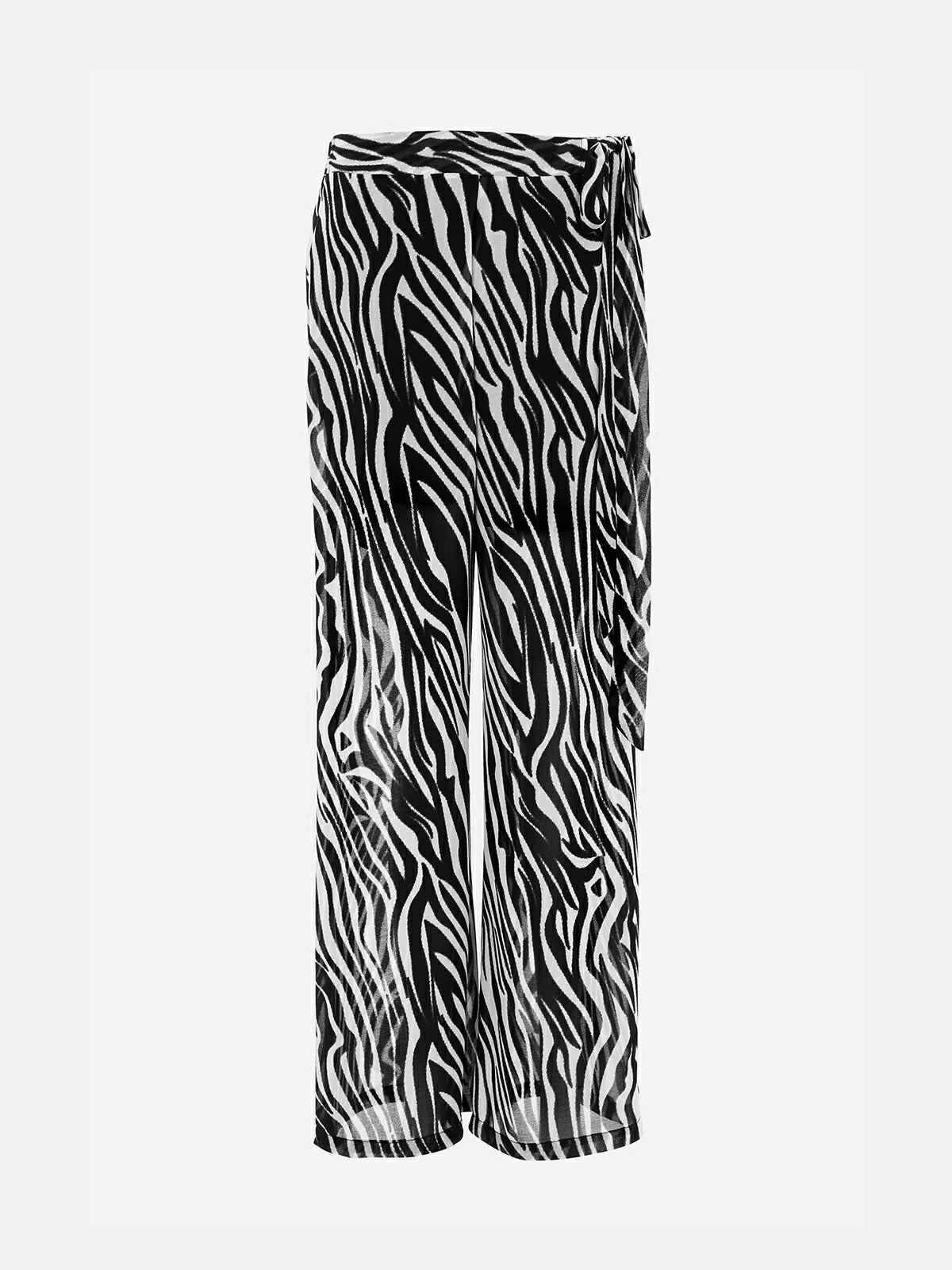 Lightweight Zebra Print Wide-Leg Trousers