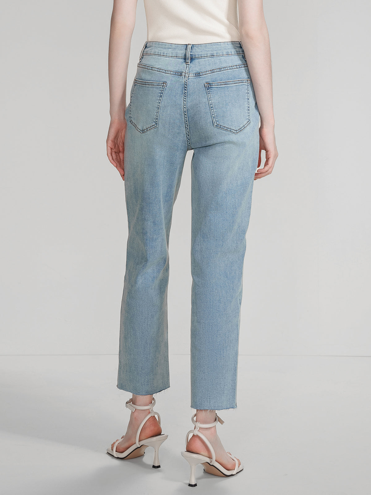 Mid Rise Ankle Straight Leg Jeans