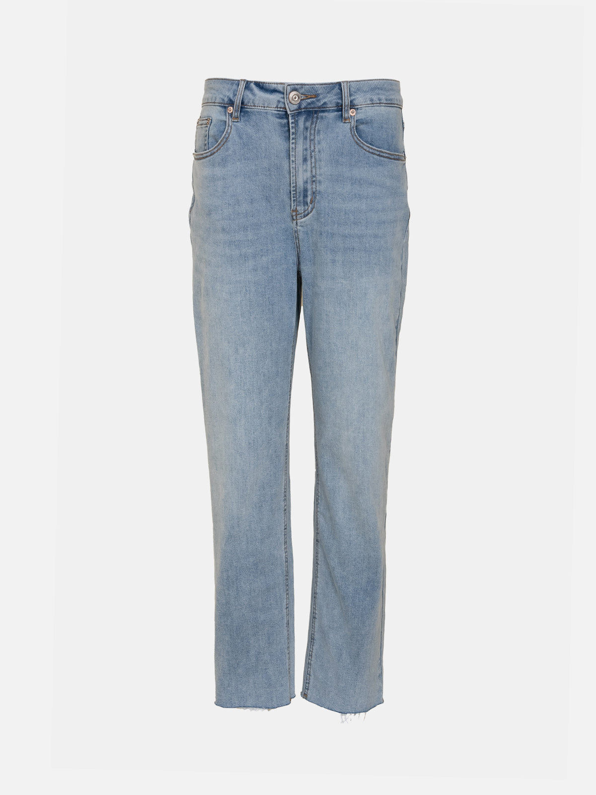 Mid Rise Ankle Straight Leg Jeans