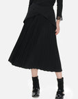 Unique pleated midi skirt with side zipper for a modern look