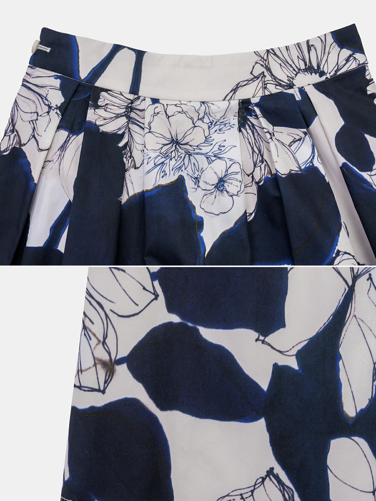 High Waist Floral Print Pleated A-line Skirt