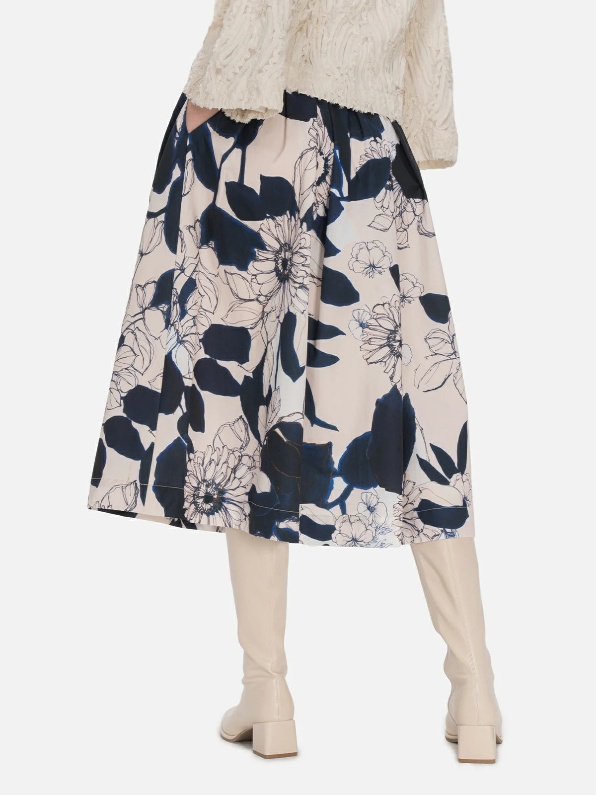 Comfortable A-line midi skirt with a stylish high-waisted silhouette, ideal for all-day wear