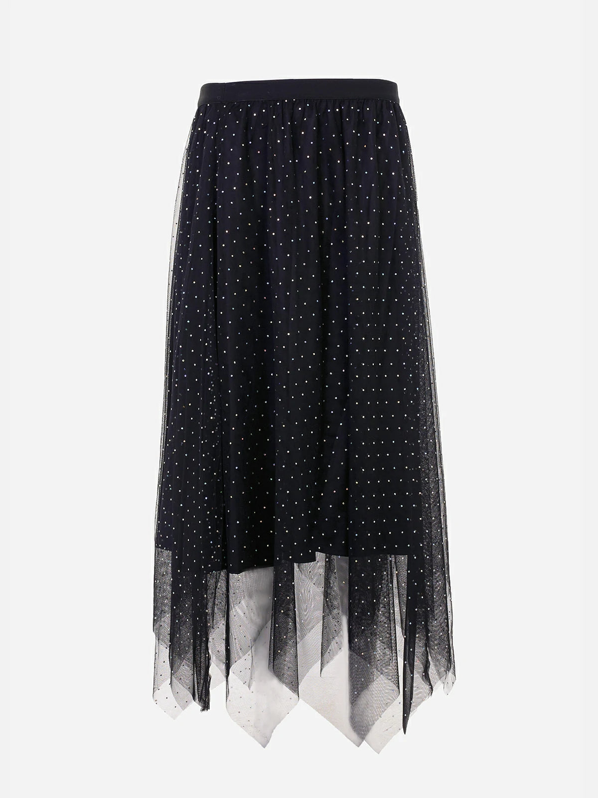 Shiny Sequins Mesh Midi Skirt