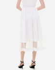 Comfortable white midi skirt with elastic design