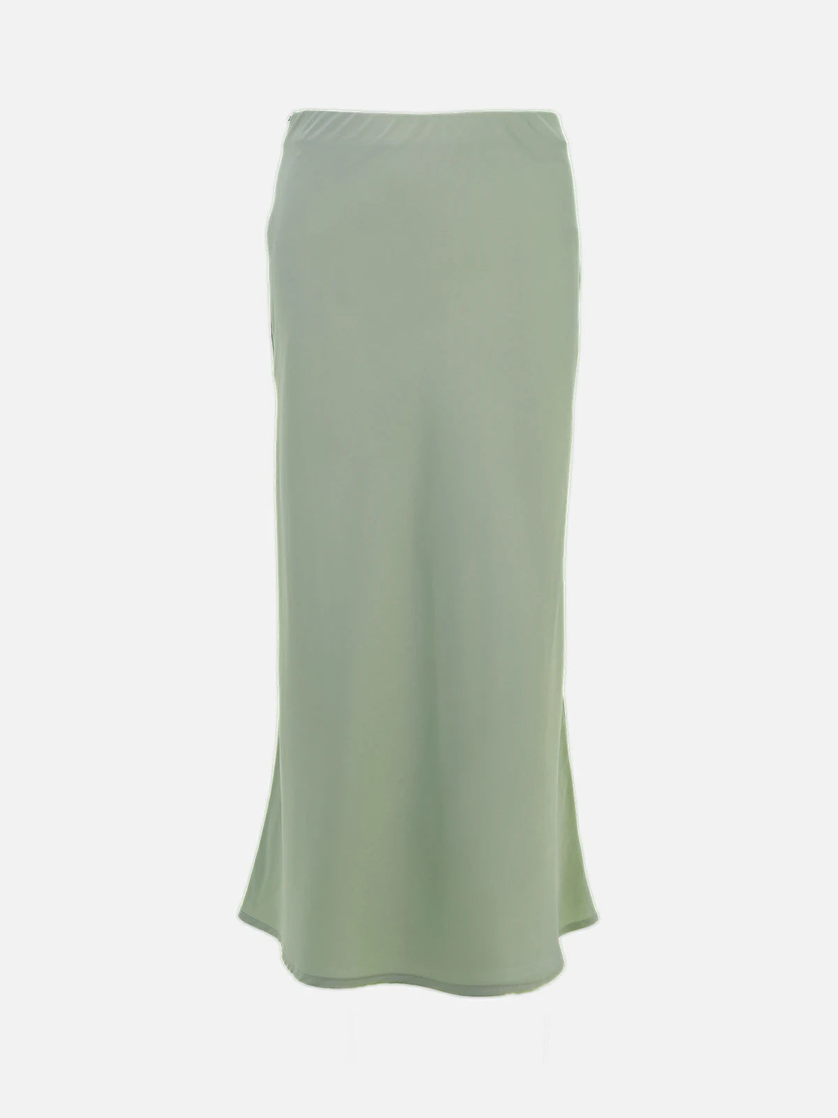 Solid Color Satin Straight Midi Skirt