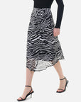 High Waist Zebra Stripe Irregular Skirt
