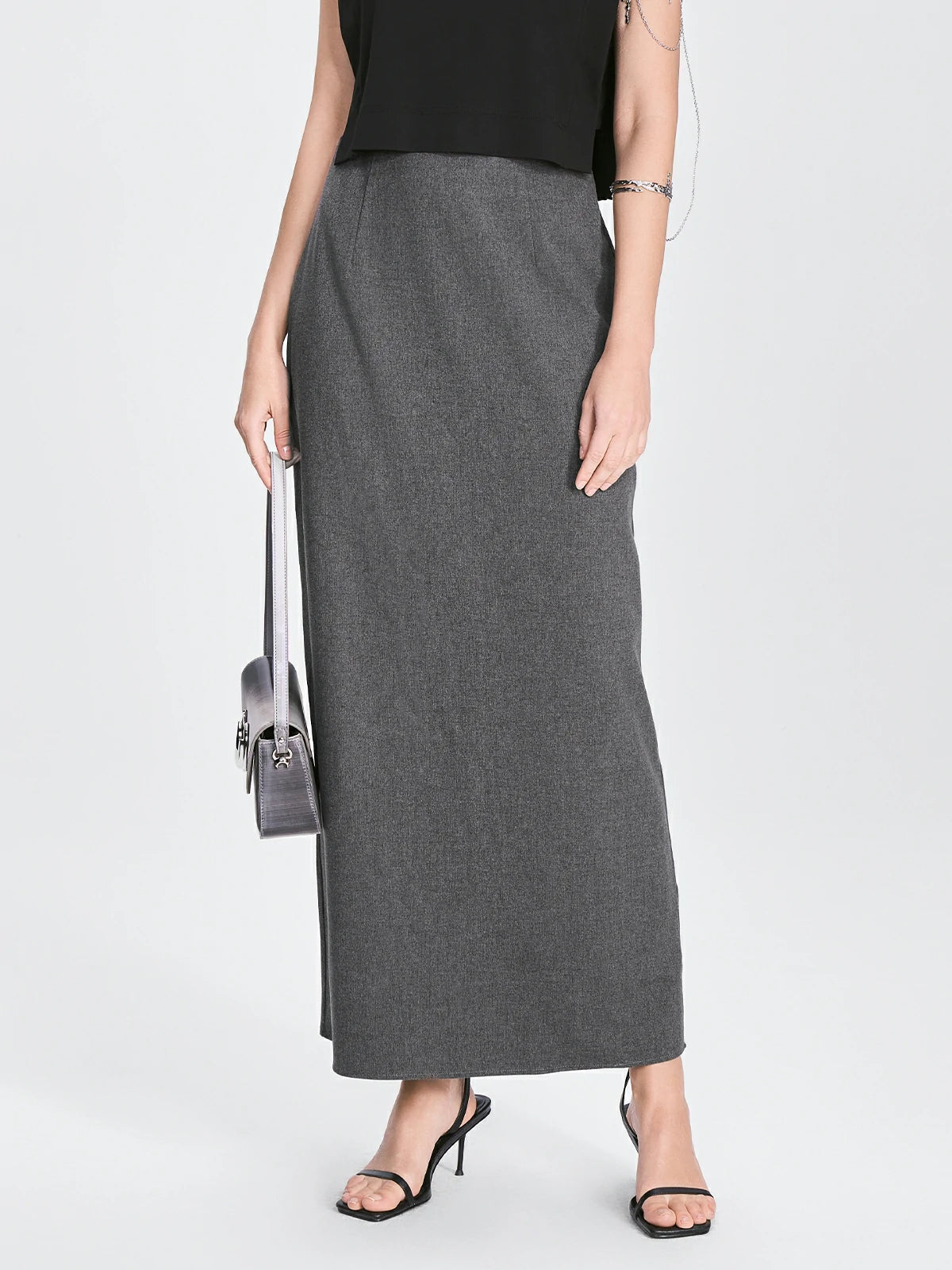 Tracy Solid Straight Maxi Skirt