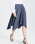 Annette Plaid Asymmetric Midi Skirt