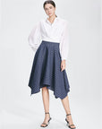 Annette Plaid Asymmetric Midi Skirt