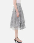 Embroidered Floral  A-Line Tulle Skirt