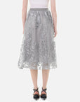 Embroidered Floral  A-Line Tulle Skirt