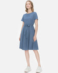 Stylish round neckline dress with a feminine silhouette for a chic ensemble