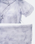 Conjunto de vestido camisola de malla floral elegante