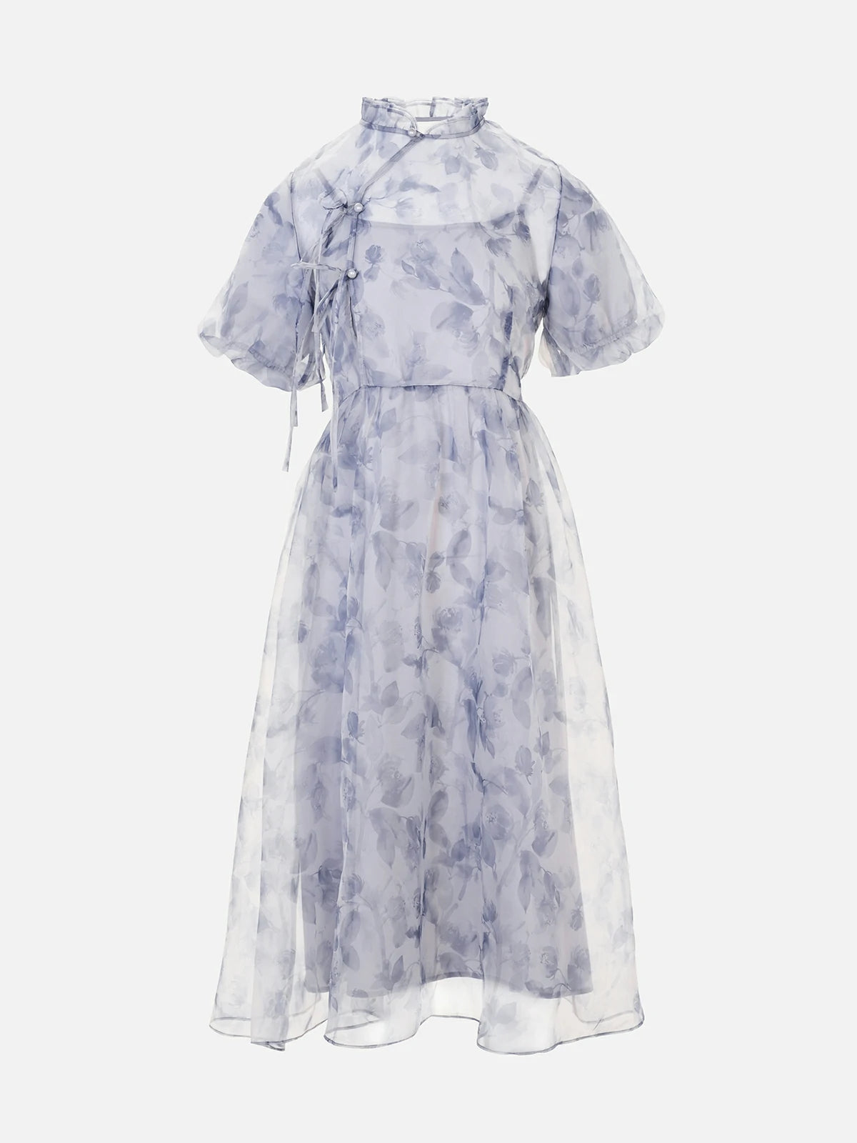 Anmutiges Cami-Kleid-Set mit floralem Netzstoff