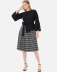 Stylish patchwork plaid skirt design women's dress