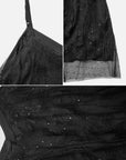 Glamouröses Cami-Kleid mit Pailletten und V-Ausschnitt