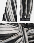 V-Neck Gradient Striped Cinched Waist Dress