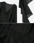 Simple V-Neck Shawl Sleeves Dress