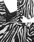 Zebra Stripe Ruched Chiffon Midi Dress