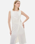 Elegant Pleated Slit Hem Sleeveless Dress