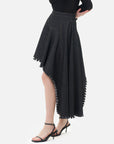 Fashionable design with frayed edge on the hem denim skirt