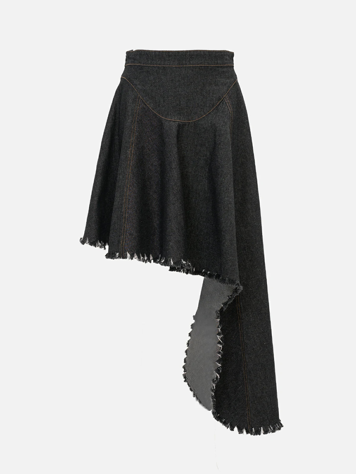 Trendy Asymmetrical Frayed Denim Skirt