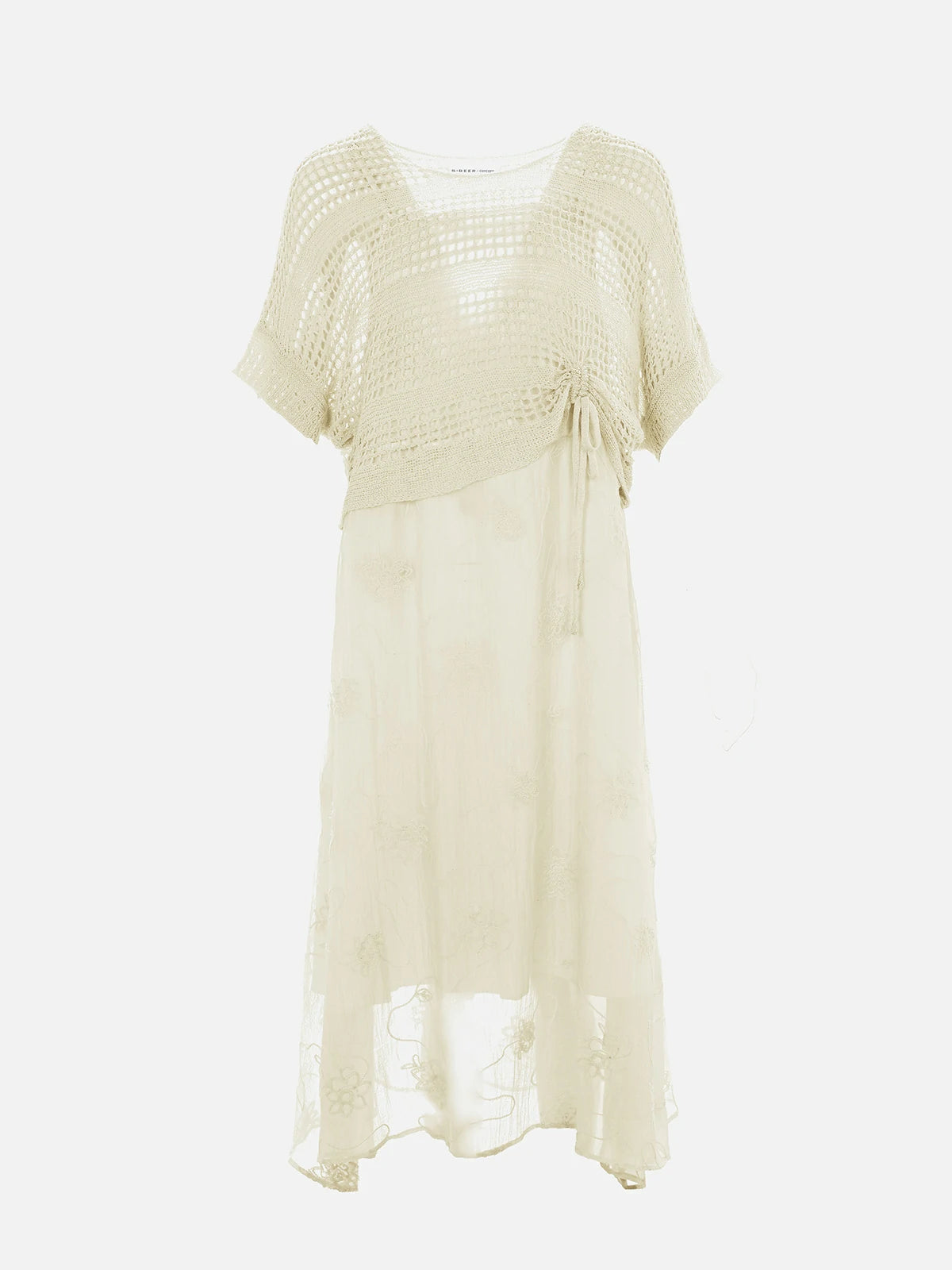 Kariertes Cami-Kleid-Set aus Strick mit Ausschnitten