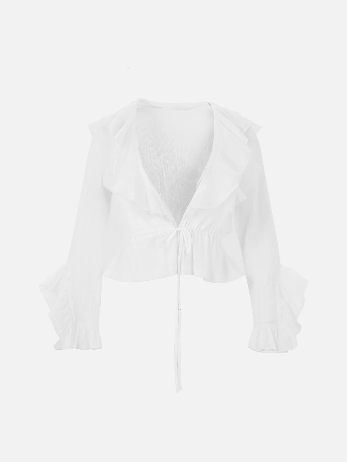 V-Neck Ruffled Chiffon Blouse