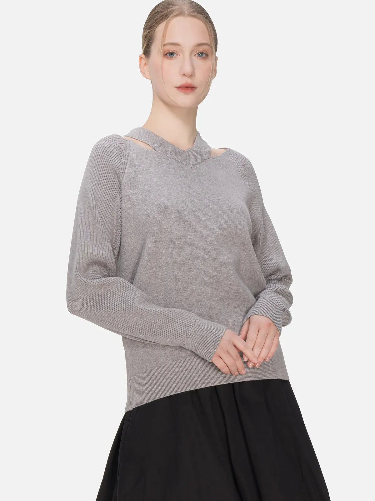 Halter Neck Cutout Pullover Sweater