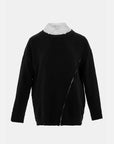 Pullover Zipper Loose Sweater & Shirt set