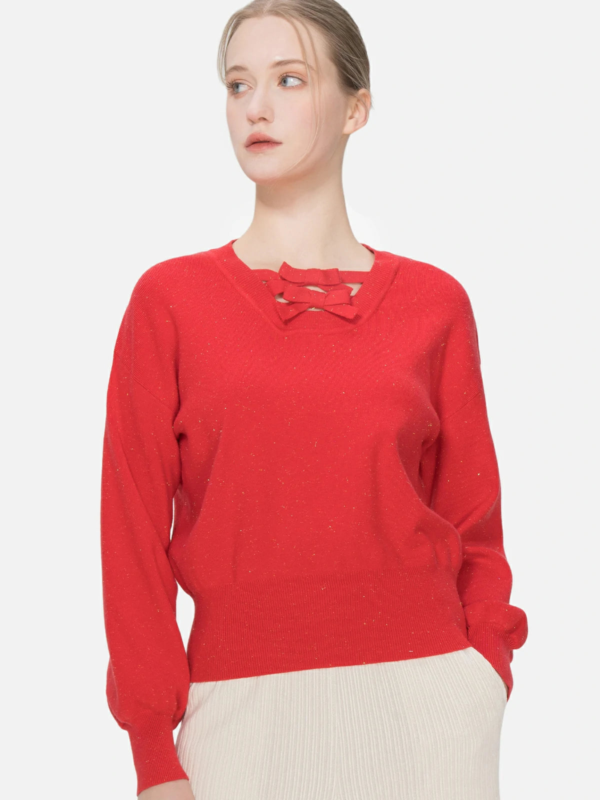 Sparkling Scoop Neck Pullover Sweater