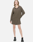 Casual Solid Color Hooded Knit Dress