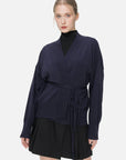 Deep navy casual knit cardigan with front open design