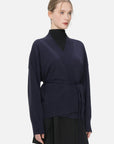 Comfortable dropped shoulder navy blue knitwear