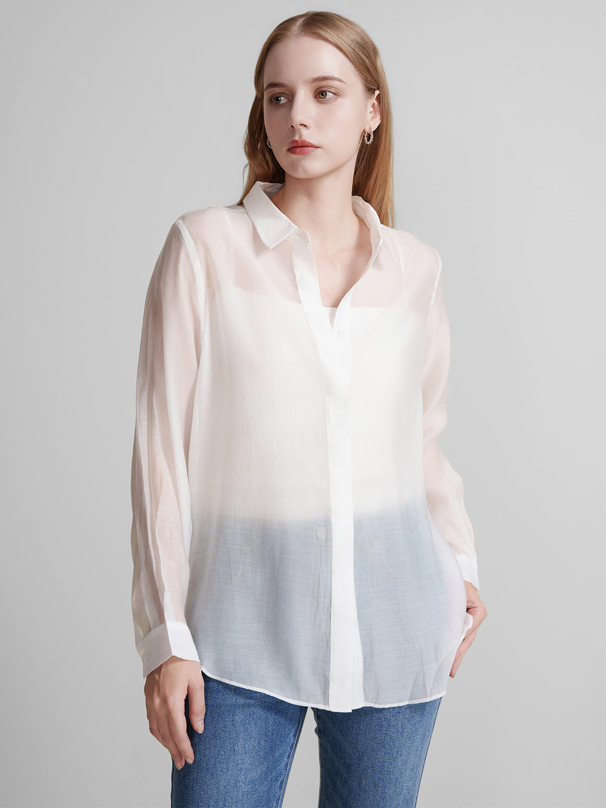 Sheer Button-Up Shirt