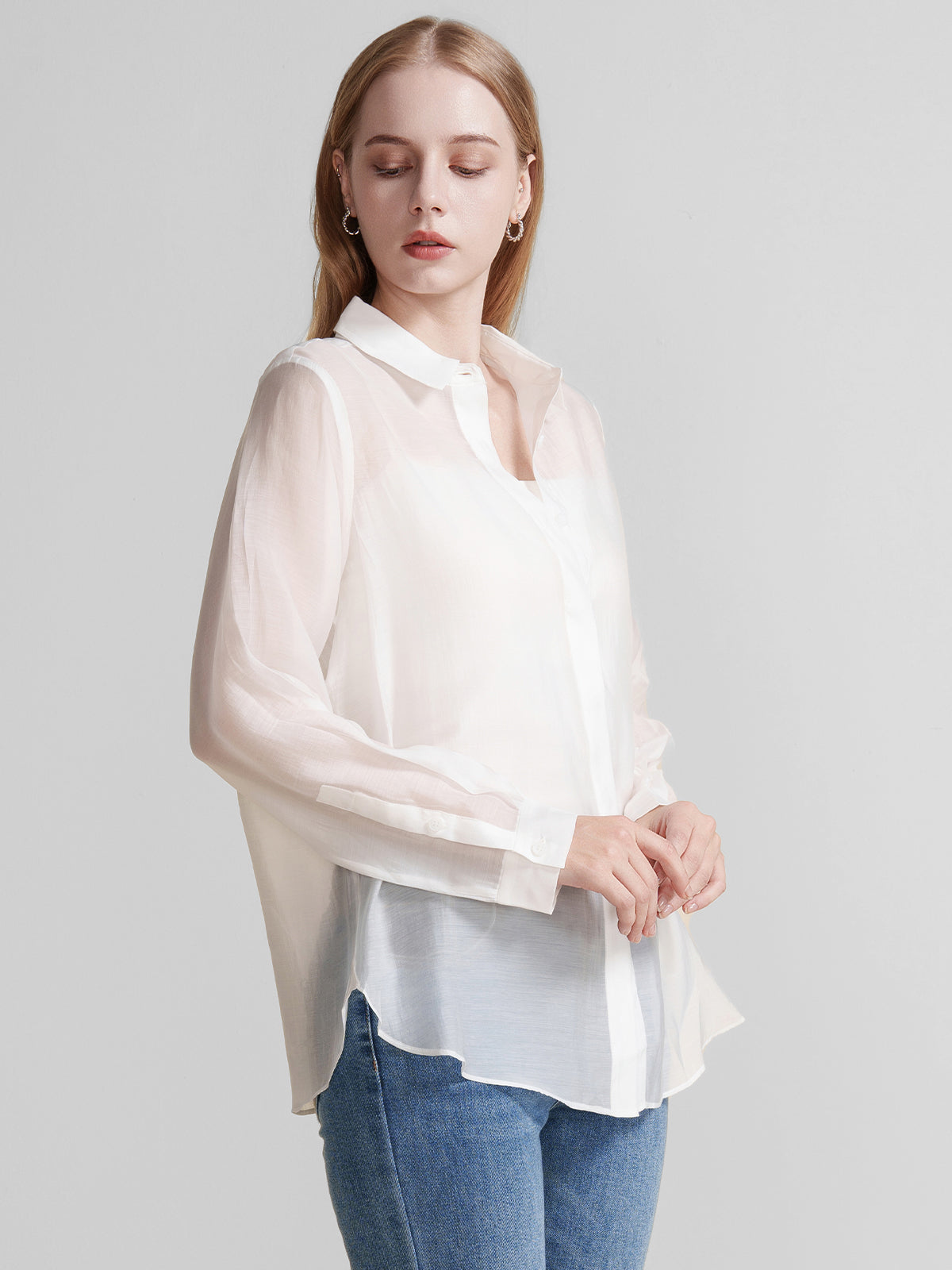 Sheer Button-Up Shirt