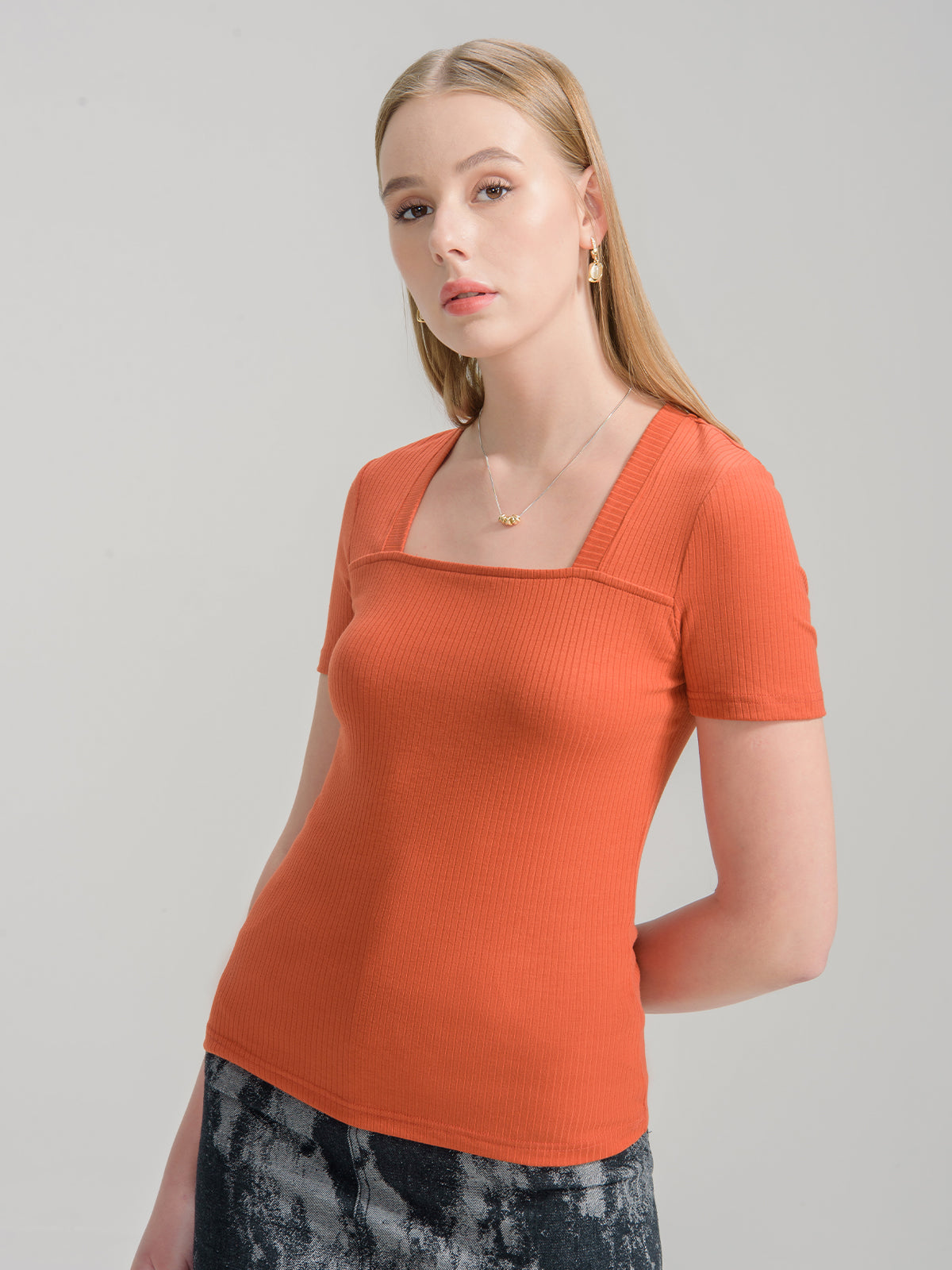 Square Neck Knit Top