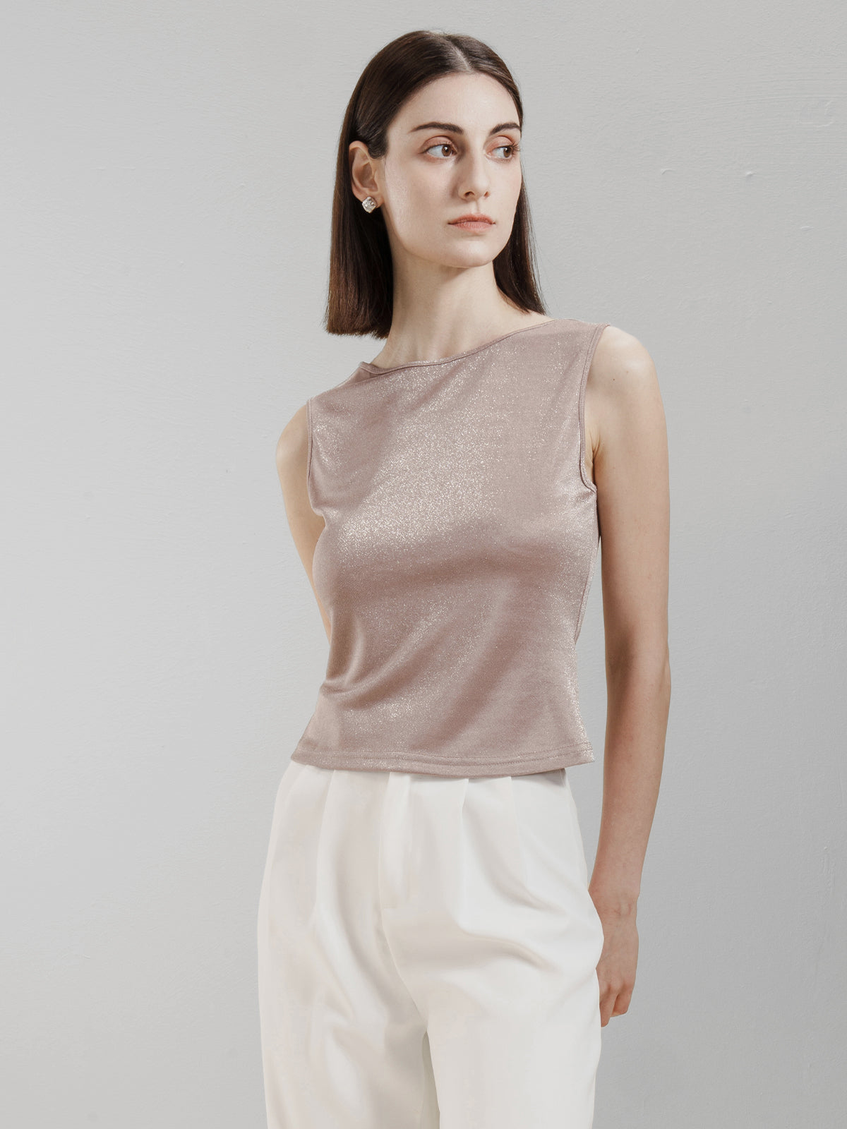 Sparkle jewel Neck Crop Tank