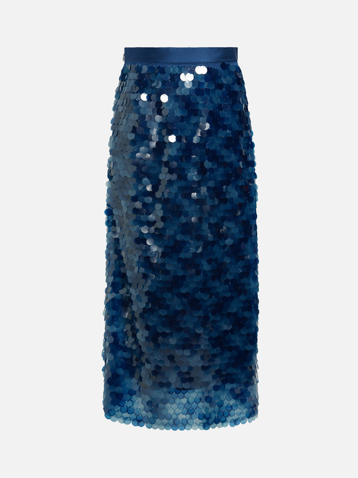 Sky blue sequin midi skirt