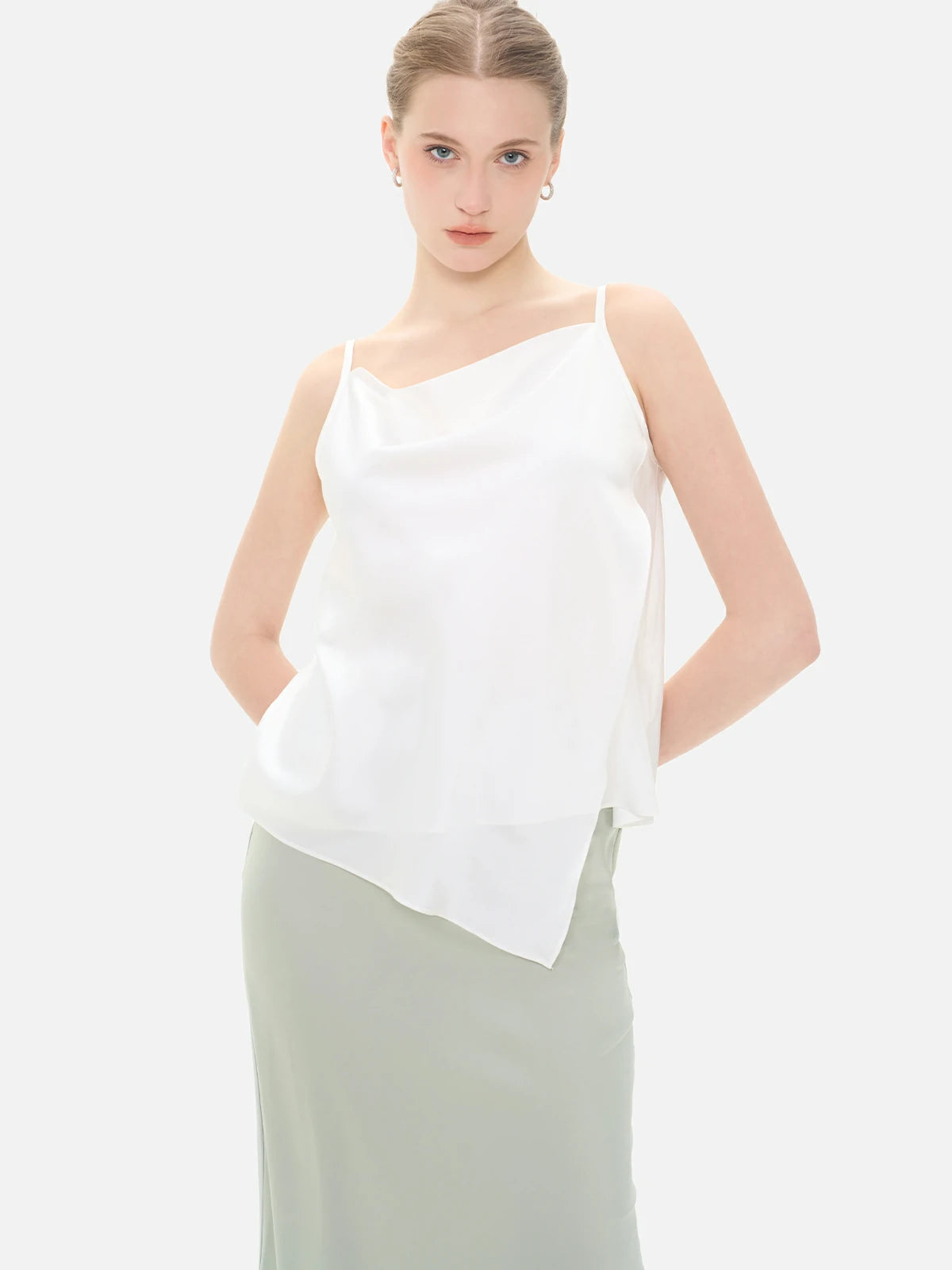 Solid Irregular Satin Cami