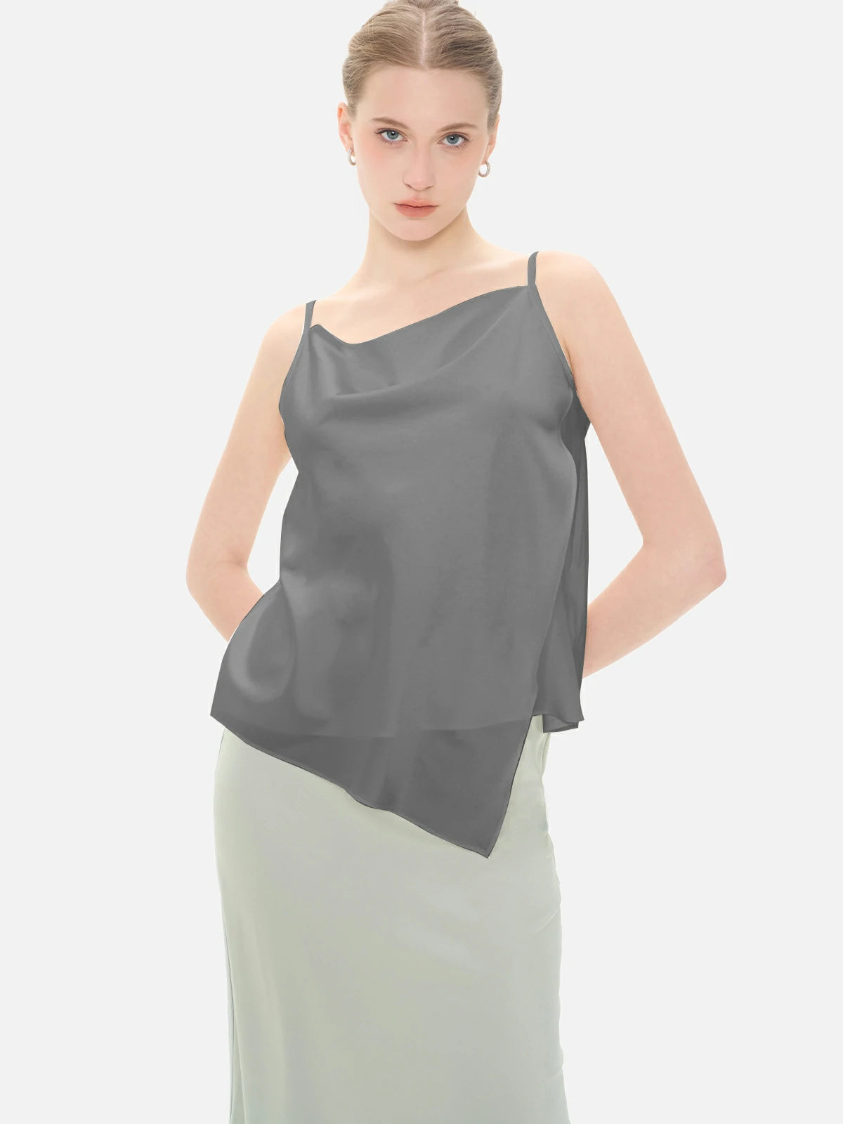 Solid Irregular Satin Cami